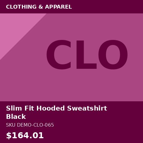 [DEMO-CLO-065] Slim Fit Hooded Sweatshirt Black