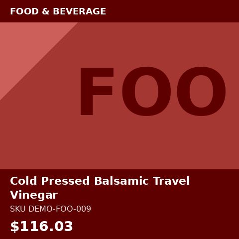 [DEMO-FOO-009] Cold Pressed Balsamic Vinegar Travel