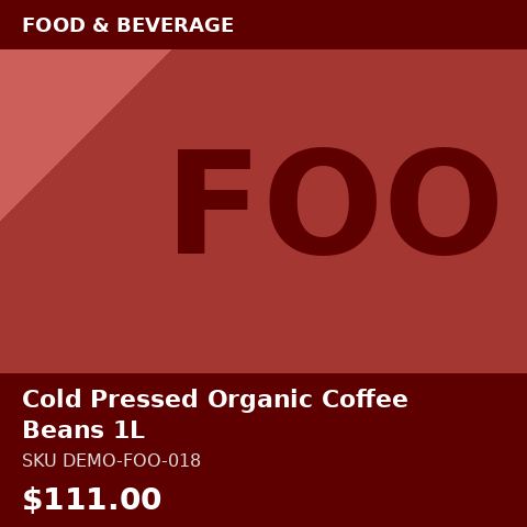 [DEMO-FOO-018] Cold Pressed Organic Coffee Beans 1L